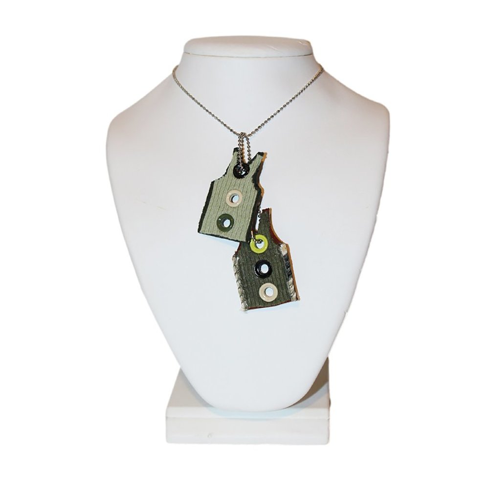 Handmade Dog Tag Tank Top Leather Pendant Necklace